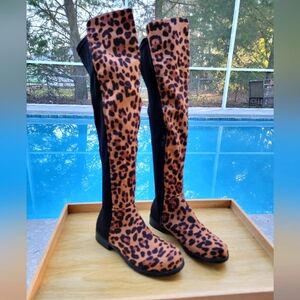 Bamboo Leopard Print Over-the-Knee Boots